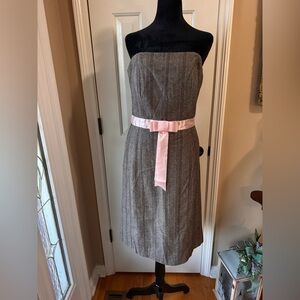 Tailor New York Wool Blend Strapless Dress with Pink Belt size 10